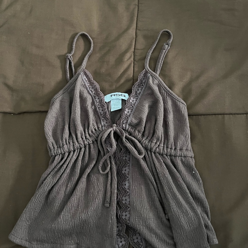 Tilly's RSQ Brown Lace Trim Top